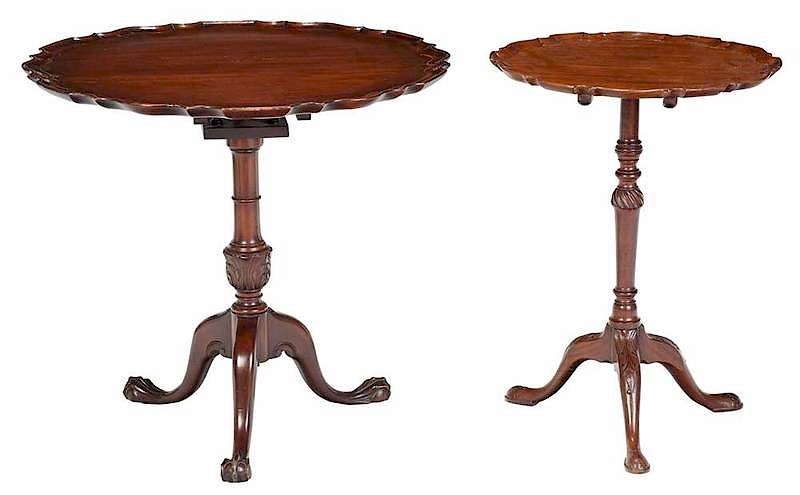 Appraisal: Two Mahogany Tripod Tilt Top Candlestands British American th th