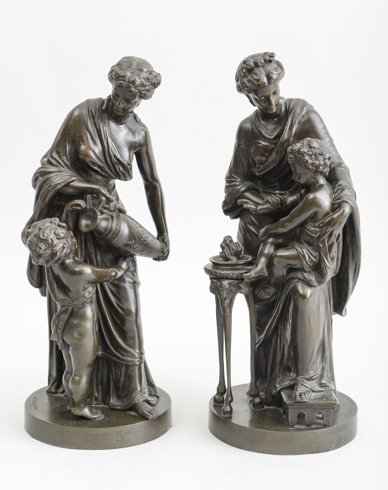 Appraisal: AFTER SAUVAGEAU POSSIBLY LOUIS - CLASSICAL FIGURES TWO Bronze each