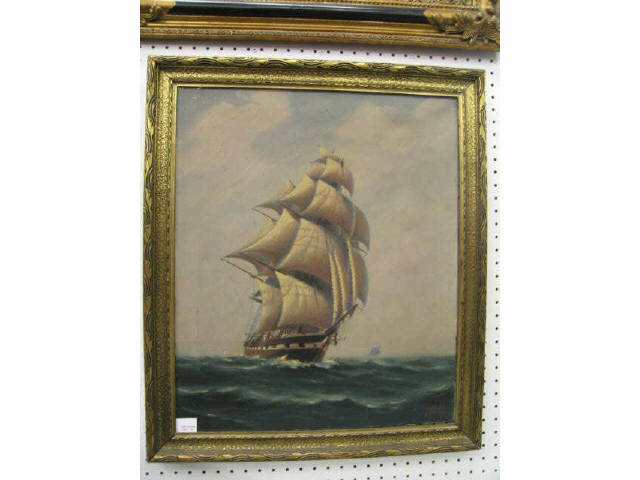 Appraisal: Alexander Nelke Oil on Canvas of a Sailing Ship listed