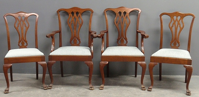 Appraisal: - Showing four of a Set of twelve Chippendale style