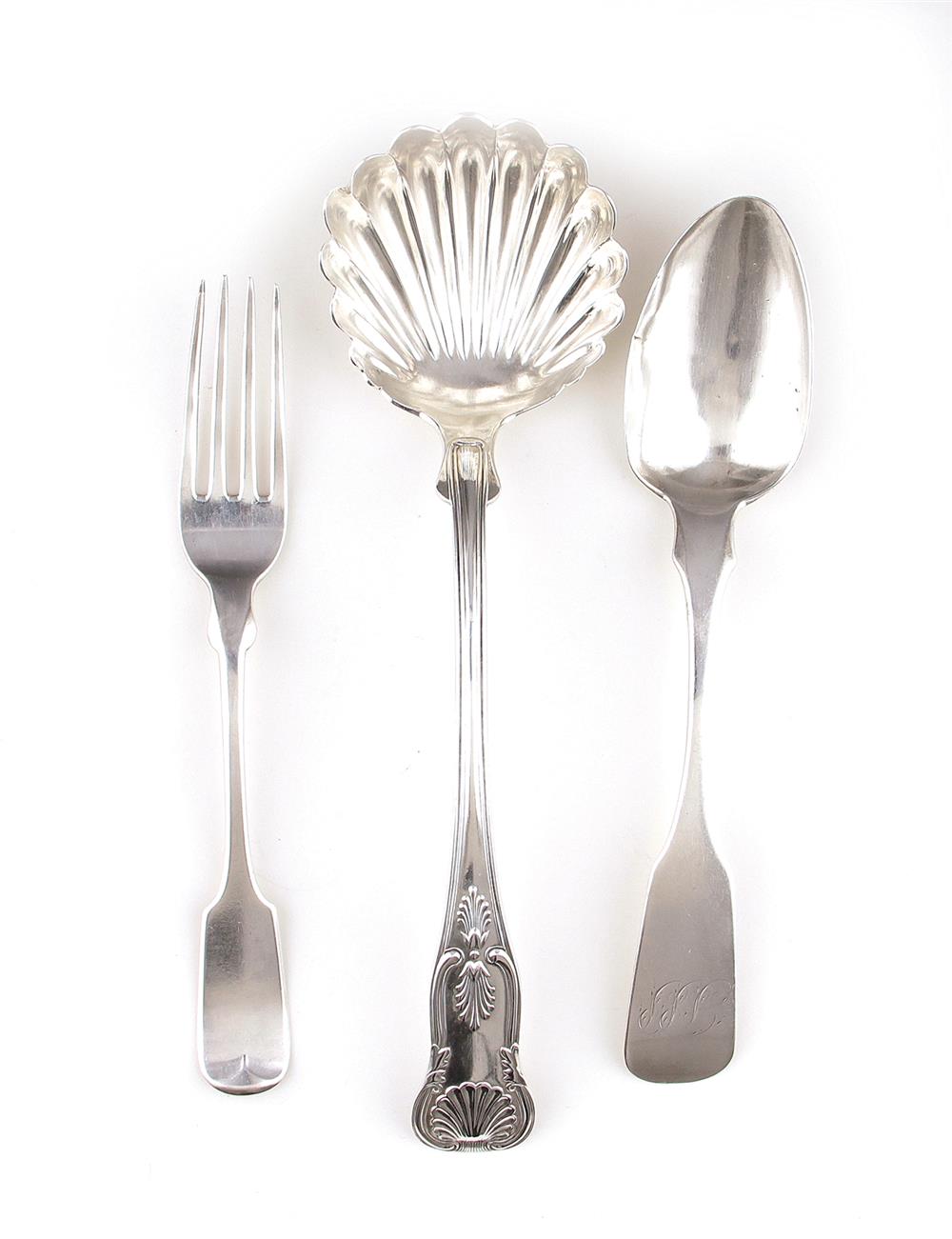 Appraisal: American coin silver serving and flatware th century comprising George