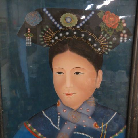 Appraisal: Chinese Reverse Painting on Glassof an empress very fine x