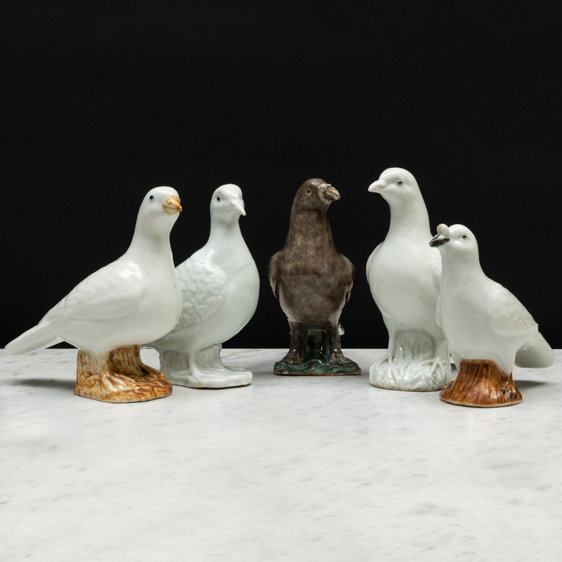 Appraisal: Group of Four Chinese Export Porcelain Models of Doves and