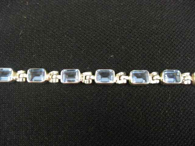 Appraisal: Blue Topaz Sterling Silver Bracelet '' long emerald cut gems