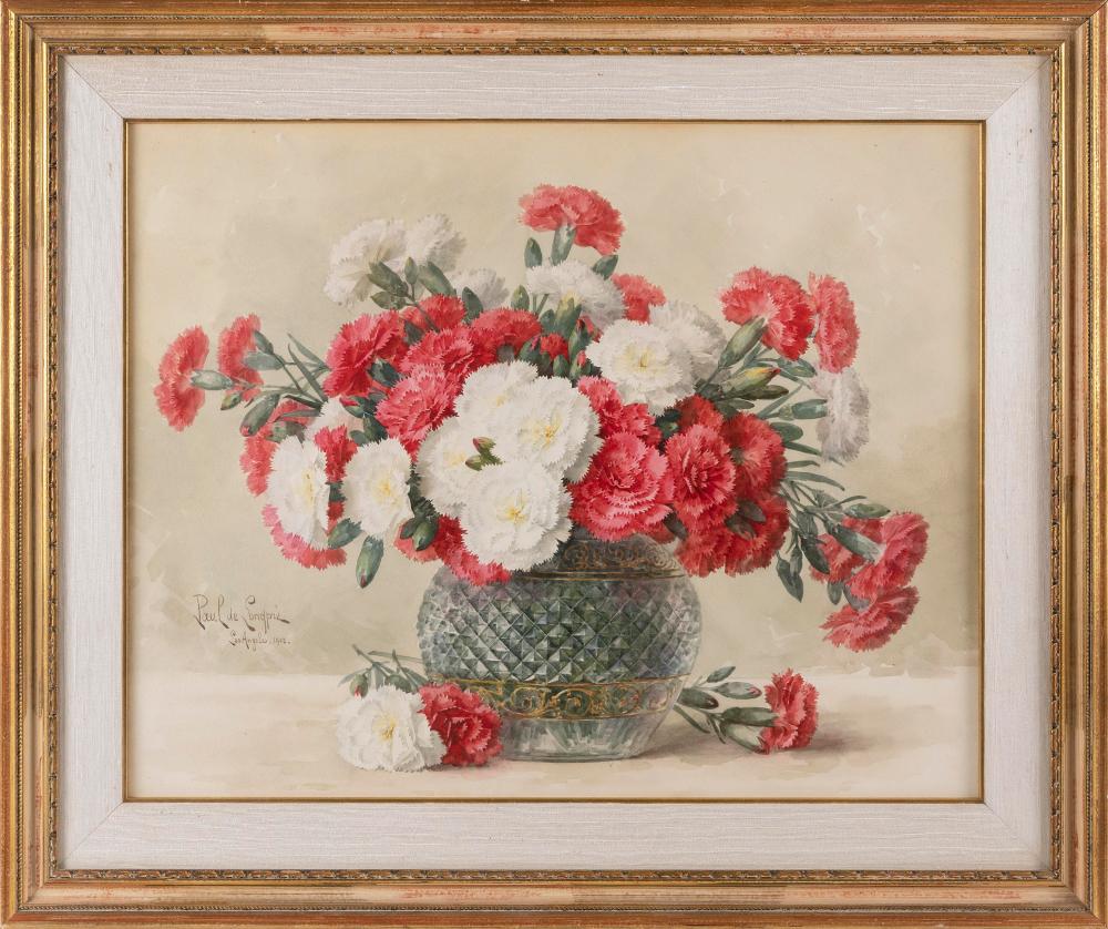 Appraisal: PAUL DE LONGPRE CALIFORNIA FRANCE - STILL LIFE OF RED