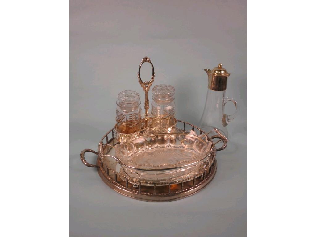 Appraisal: A silver plated two handled tray with a stylised bamboo