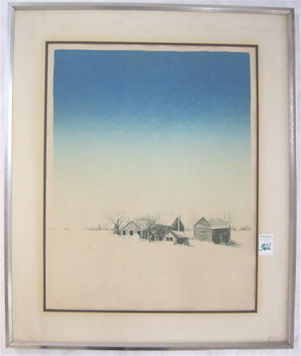 Appraisal: SCOTT EVANS COLOR LITHOGRAPH Connecticut th century titled Winter Farm