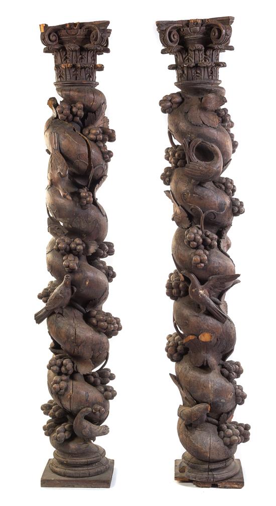 Appraisal: Sale Lot A Pair of Continental Carved Columns th century