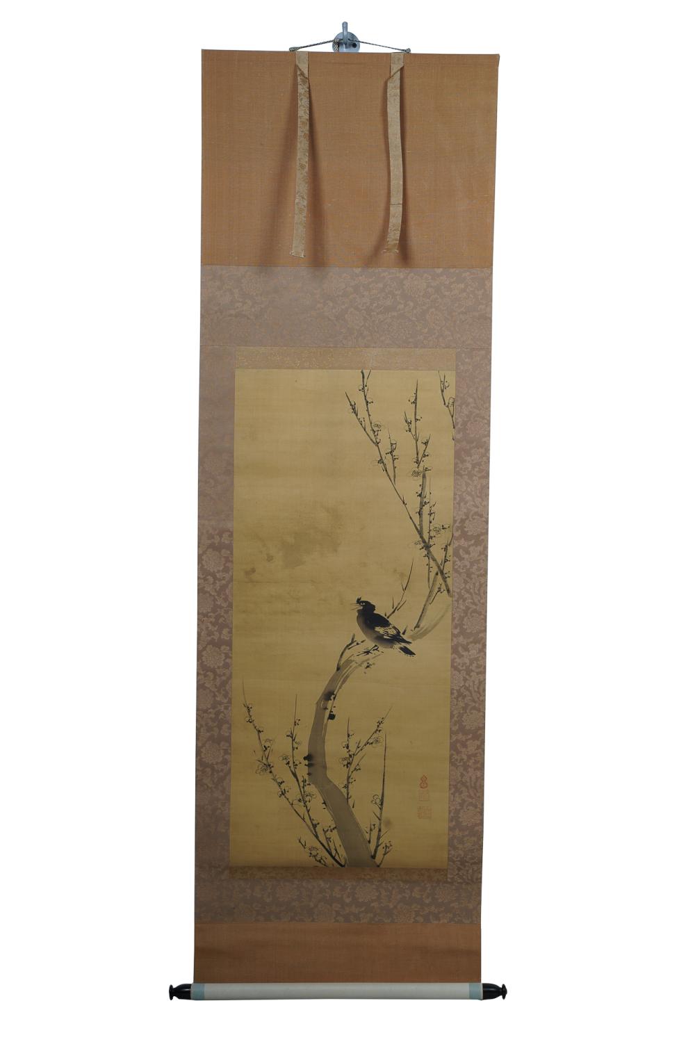 Appraisal: JAPANESE SCROLL PAINTING OF A BIRD x inches Condition