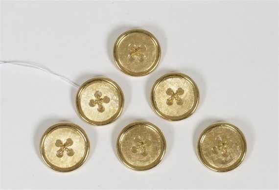 Appraisal: GOLD BUTTONS Yellow gold g Classic-elegant round buttons with holes