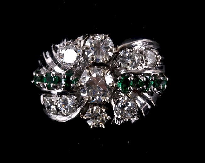 Appraisal: K White Gold Diamond Emerald Ring For your consideration is