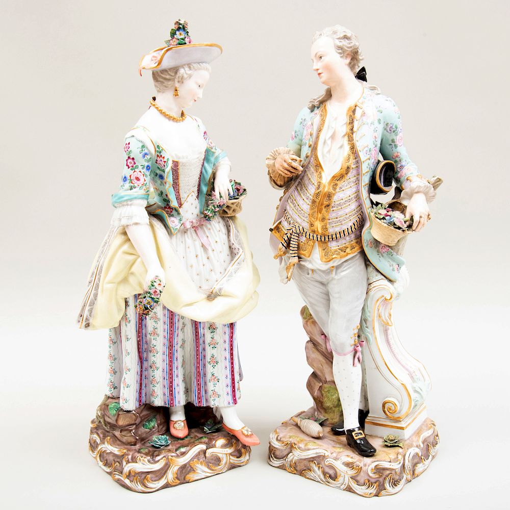 Appraisal: Large Pair of Meissen Figures of a Gardener and Companion