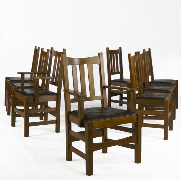 Appraisal: STICKLEY BROTHERSSet of eight dining chairs with drop-in seats six