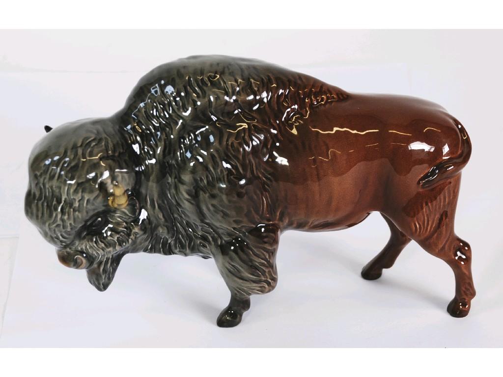 Appraisal: BESWICK POTTERY MODEL OF A BISON cm high one horn