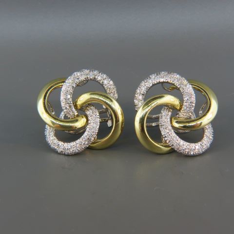 Appraisal: Diamond Earrings love knot style round diamonds totaling carat high