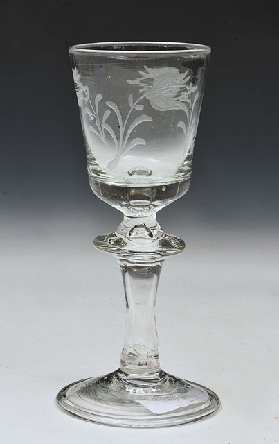 Appraisal: AN ENGLISH ALE GLASS with knop stem the bowl etched