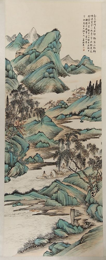 Appraisal: Chinese Scroll Painting of Landscape Ink and color on paper