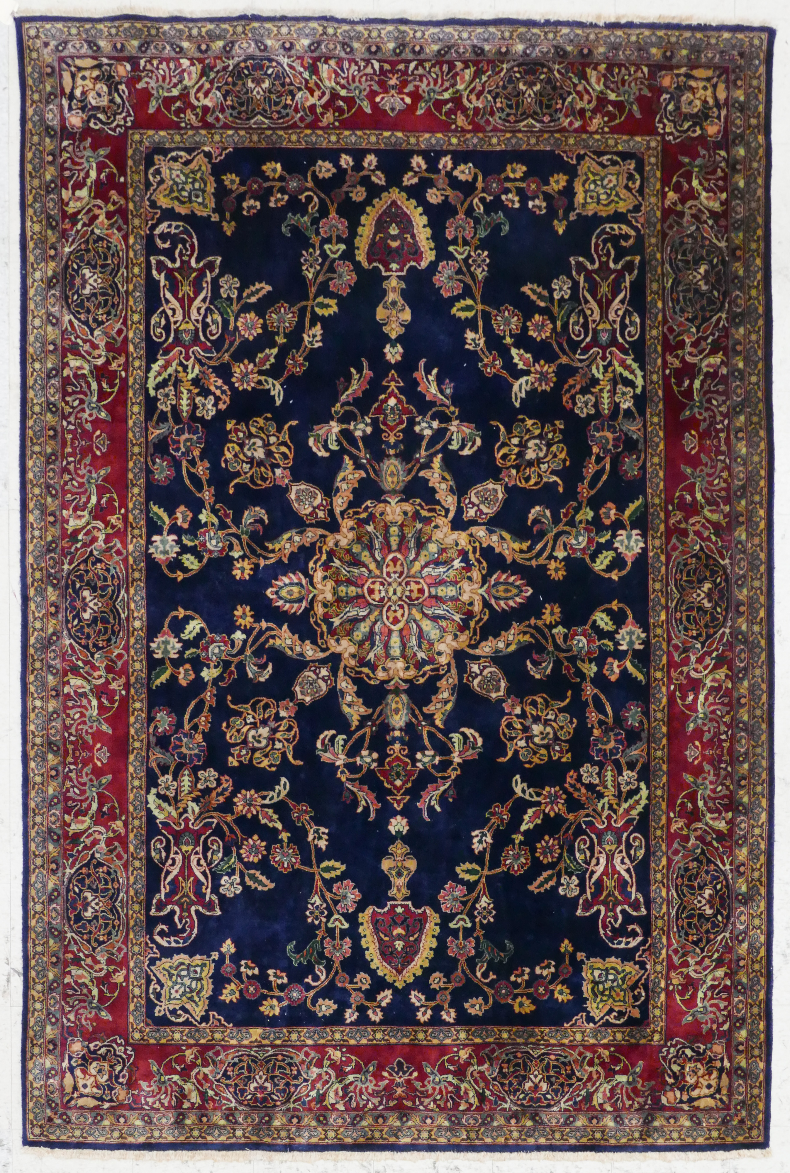 Appraisal: Persian Cobalt Floral Oriental Rug ' ''x ' Deep cobalt