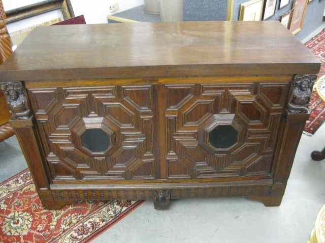 Appraisal: Early English Chest Carved Front '' wide '' tall ''