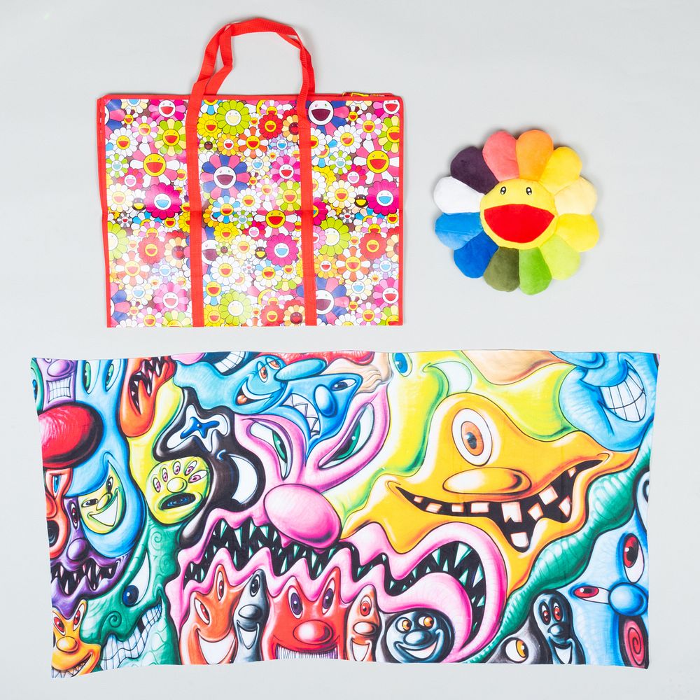 Appraisal: After Takashi Murakami b Bag and Pillow Two cloth constructions