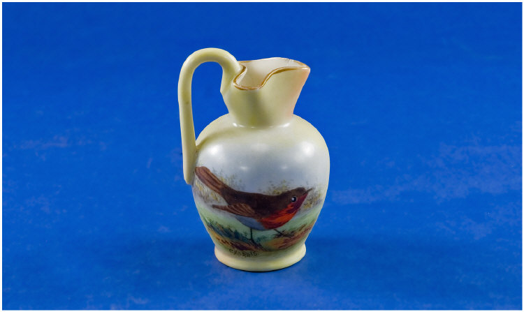 Appraisal: Worcester Locke Co Miniature Jug with Hand Painted Scene of