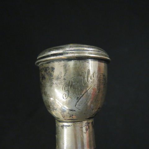 Appraisal: Sterling Silver Handled Gadget Walking Stick sewing items inside hallmarked