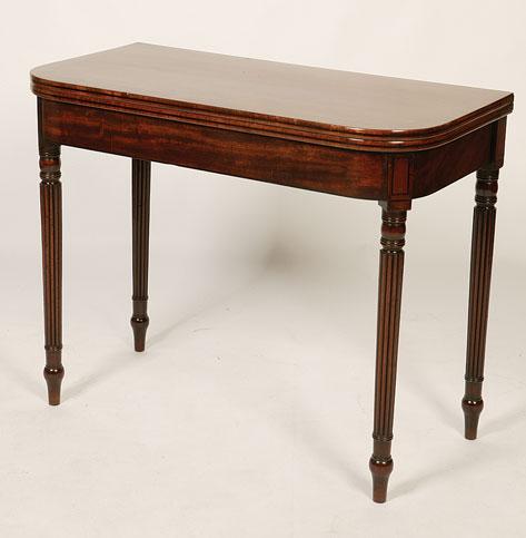 Appraisal: A REGENCY FOLD-TOP CARD TABLE the top with ebony strung