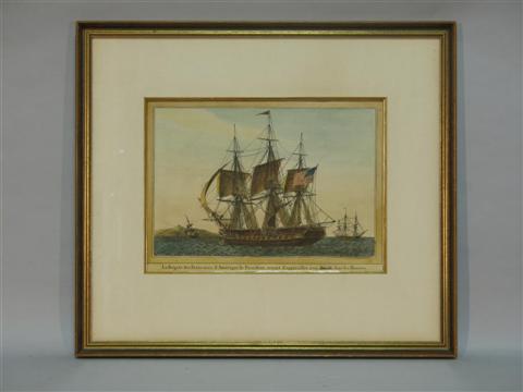 Appraisal: THE FRIGATE PRESIDENT Color print x in sight Framed inscribed