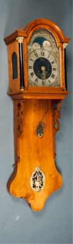 Appraisal: Antique Wall Clock Moon Phase and Calendar Movement Mahogany and