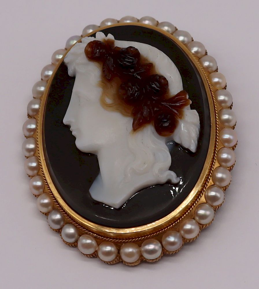 Appraisal: JEWELRY kt Gold and Sardonyx Carved Cameo Antique Roman carved