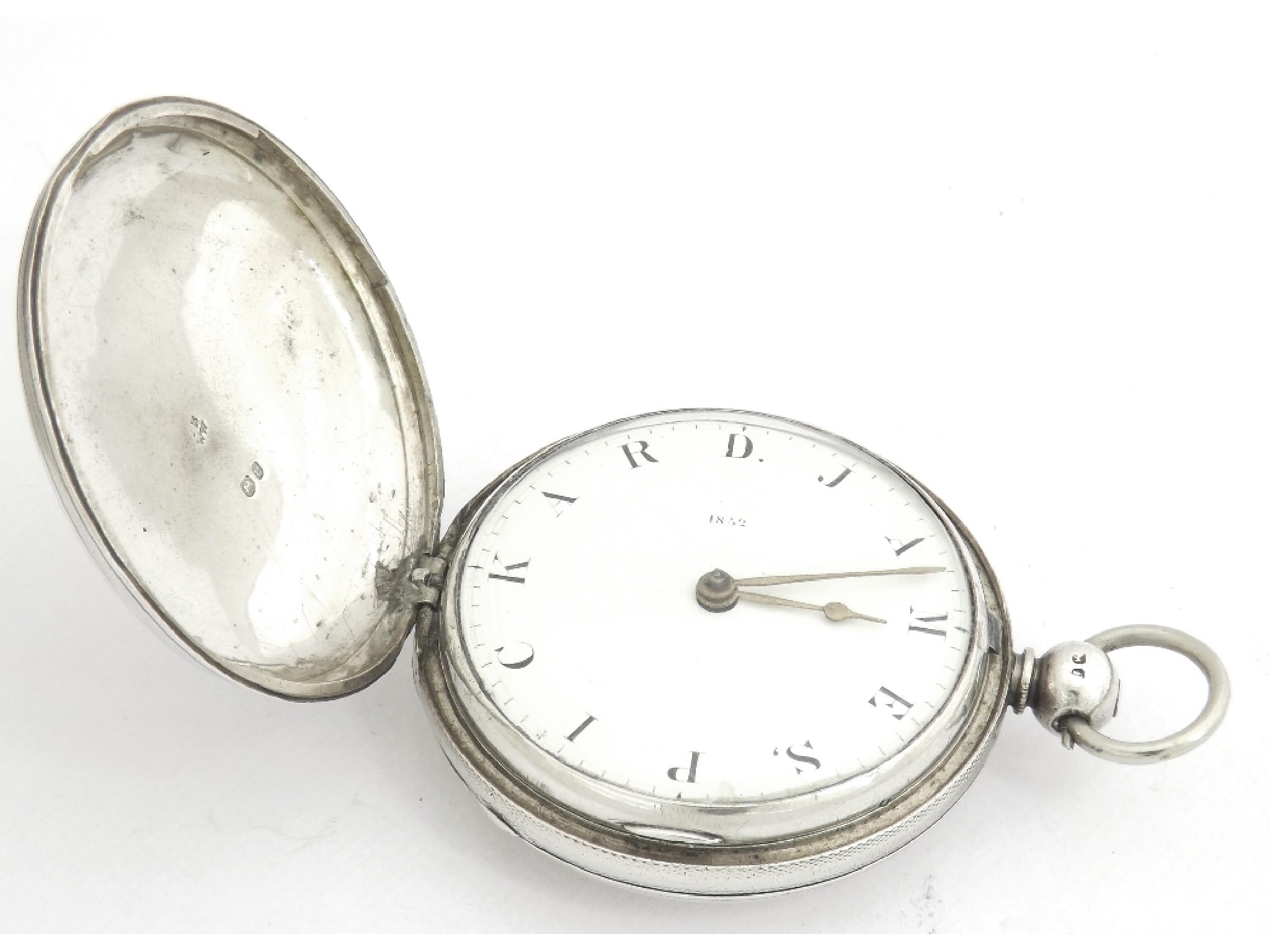 Appraisal: Silver fusee verge hunter pocket watch London signed Thos Nickalls