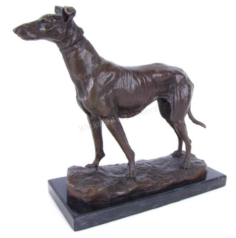 Appraisal: Bronze figure Standing Greyhound after Emmanuel Fremiet France - depicting