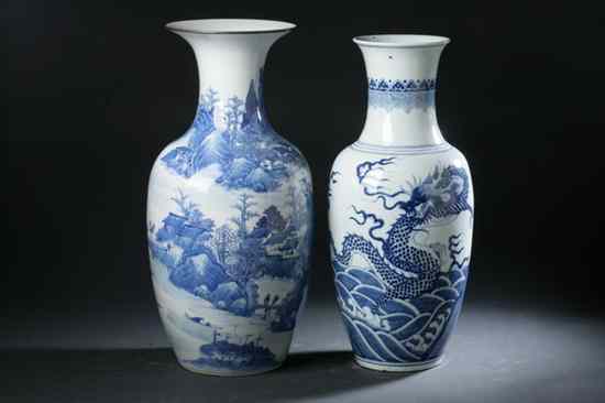 Appraisal: TWO CHINESE BLUE AND WHITE PORCELAIN VASES Kangxi under glazed