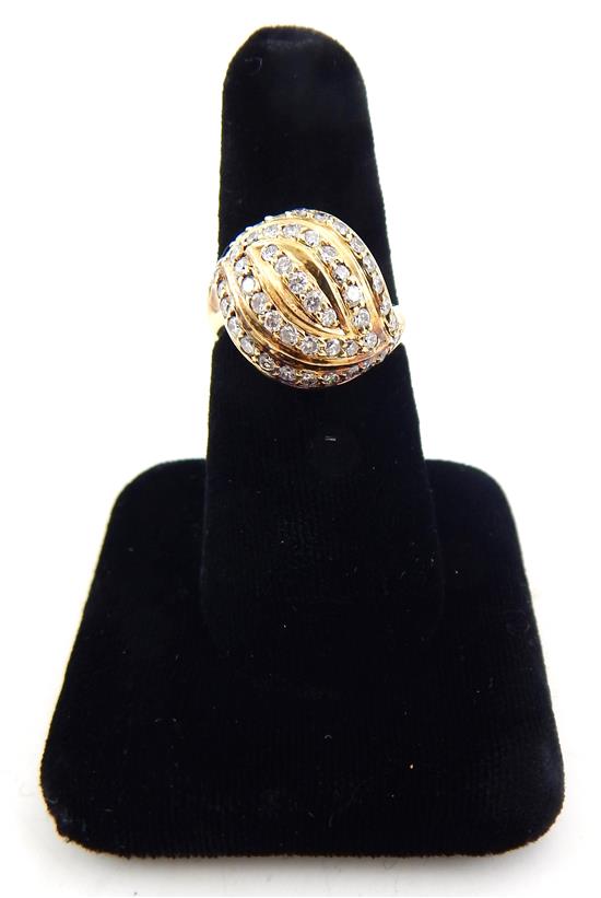 Appraisal: JEWELRY K yellow gold women's domed and cluster diamond fashion