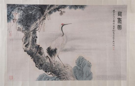 Appraisal: ATTRIBUTED TO WU HOU FAN Chinese th century Crane perched