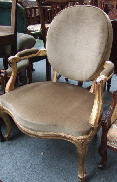 Appraisal: A Louis XV style giltwood fauteuil