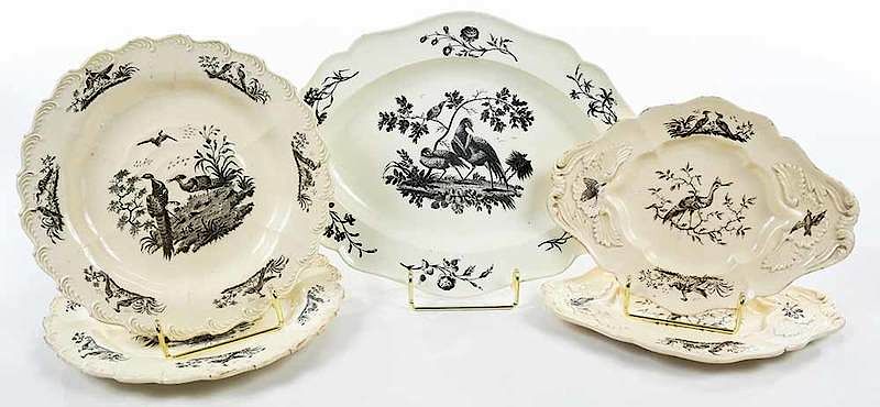 Appraisal: Five Pieces of Creamware Liverpool Birds British late th th