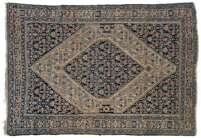 Appraisal: Hamadan rug large central diamond with serrated borders on dark