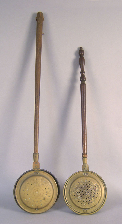 Appraisal: Two brass bedwarmers th c l