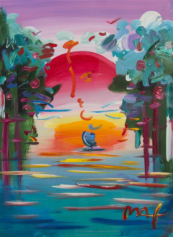 Appraisal: Sale Lot Peter Max American b Sunset acrylic on paper