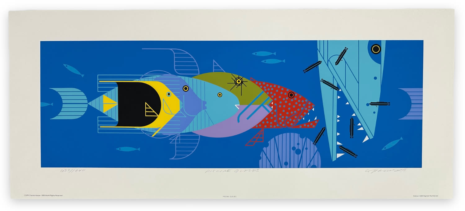 Appraisal: Charley Harper Piscine Queues SerigraphHand signed and numbered Unframed x