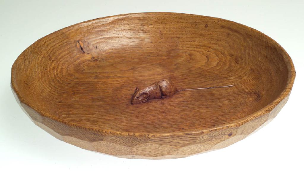 Appraisal: ROBERT MOUSEMAN THOMPSON OAK FRUIT BOWL c of circular form