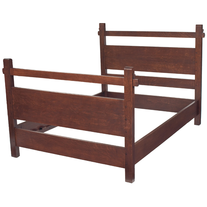 Appraisal: Gustav Stickley bed full size horizontal slats at head and