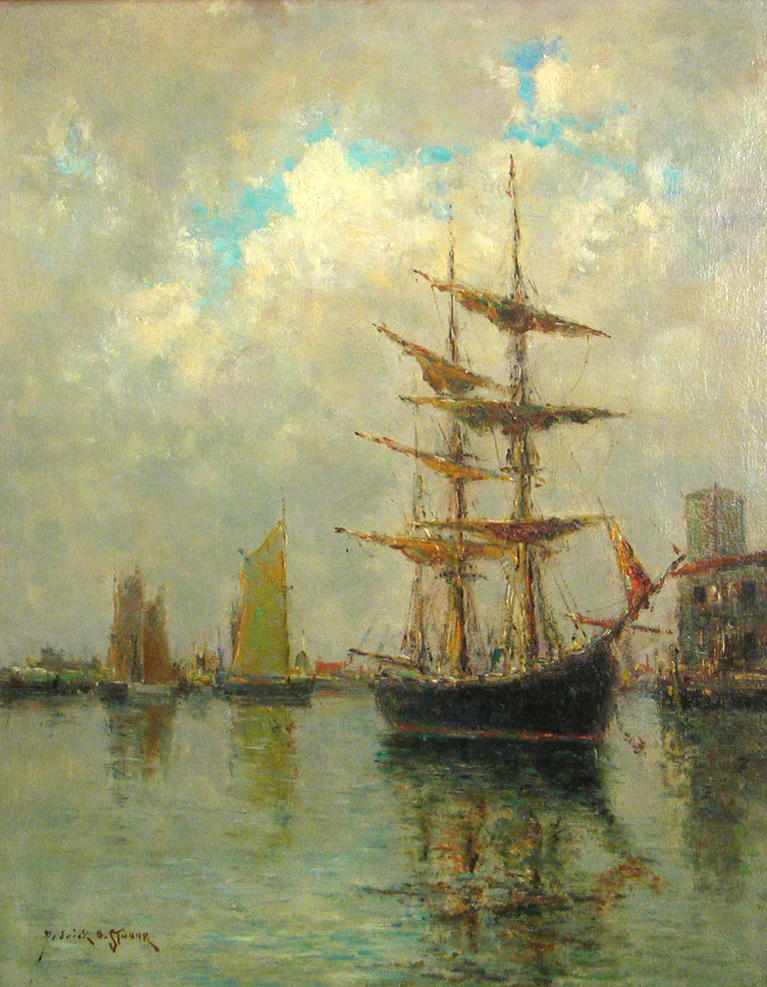 Appraisal: Dedrick B Stuber American - Boats in a harbor The