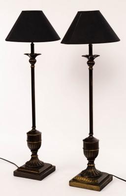 Appraisal: A pair of lamps with stepped bases and vase shaped