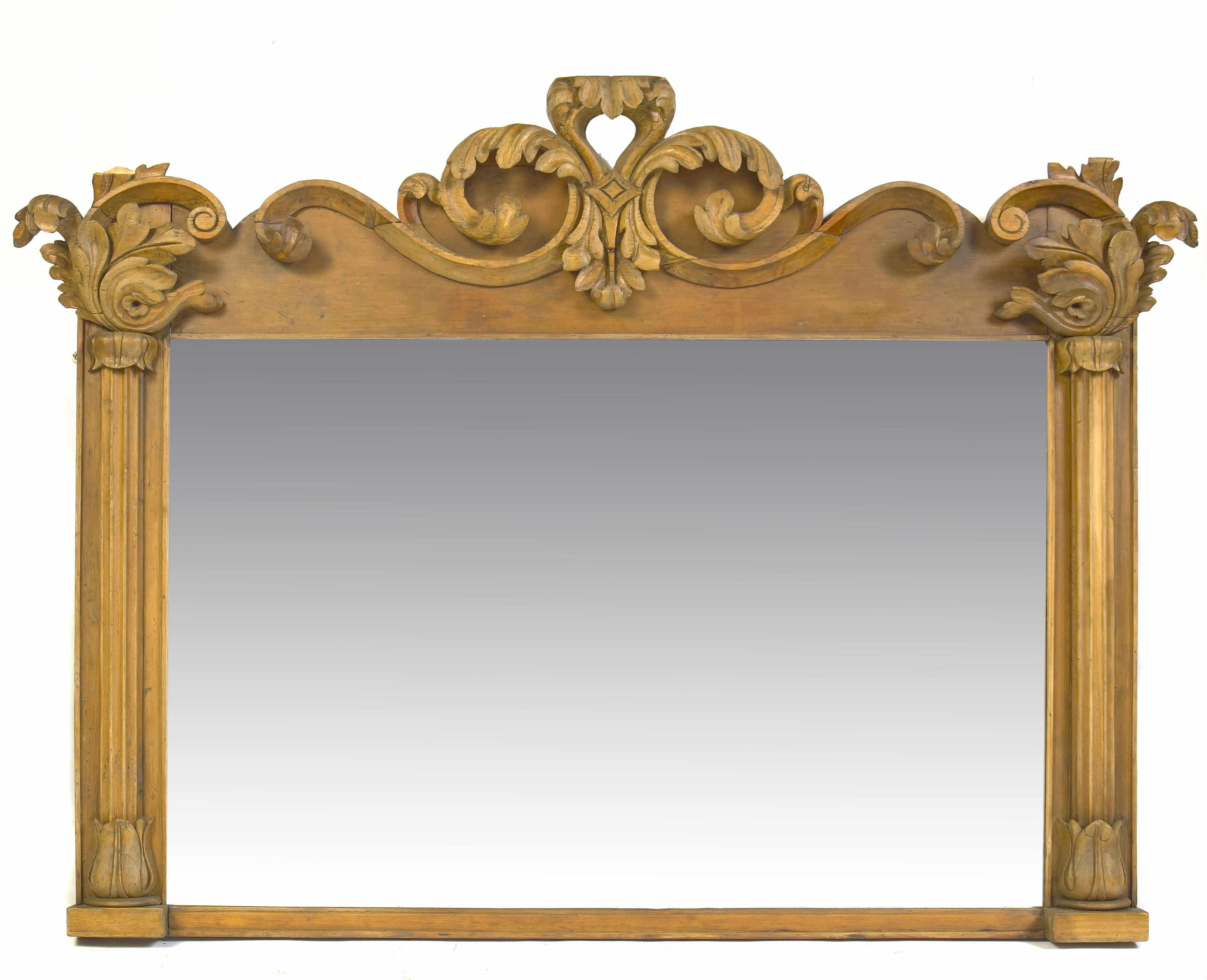 Appraisal: A Continental Baroque style fruitwood over mantle mirror late th