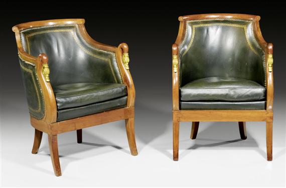 Appraisal: PAIR OF BERGERES AUX CYGNES Empire probably by V SELLIER