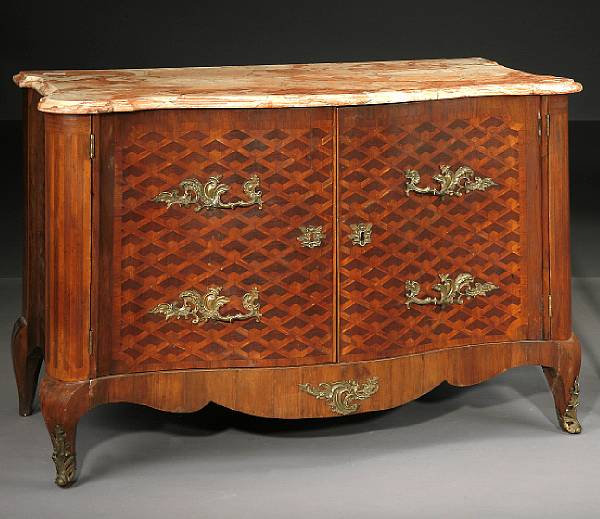 Appraisal: A Louis XV style gilt bronze mounted parquetry and walnut