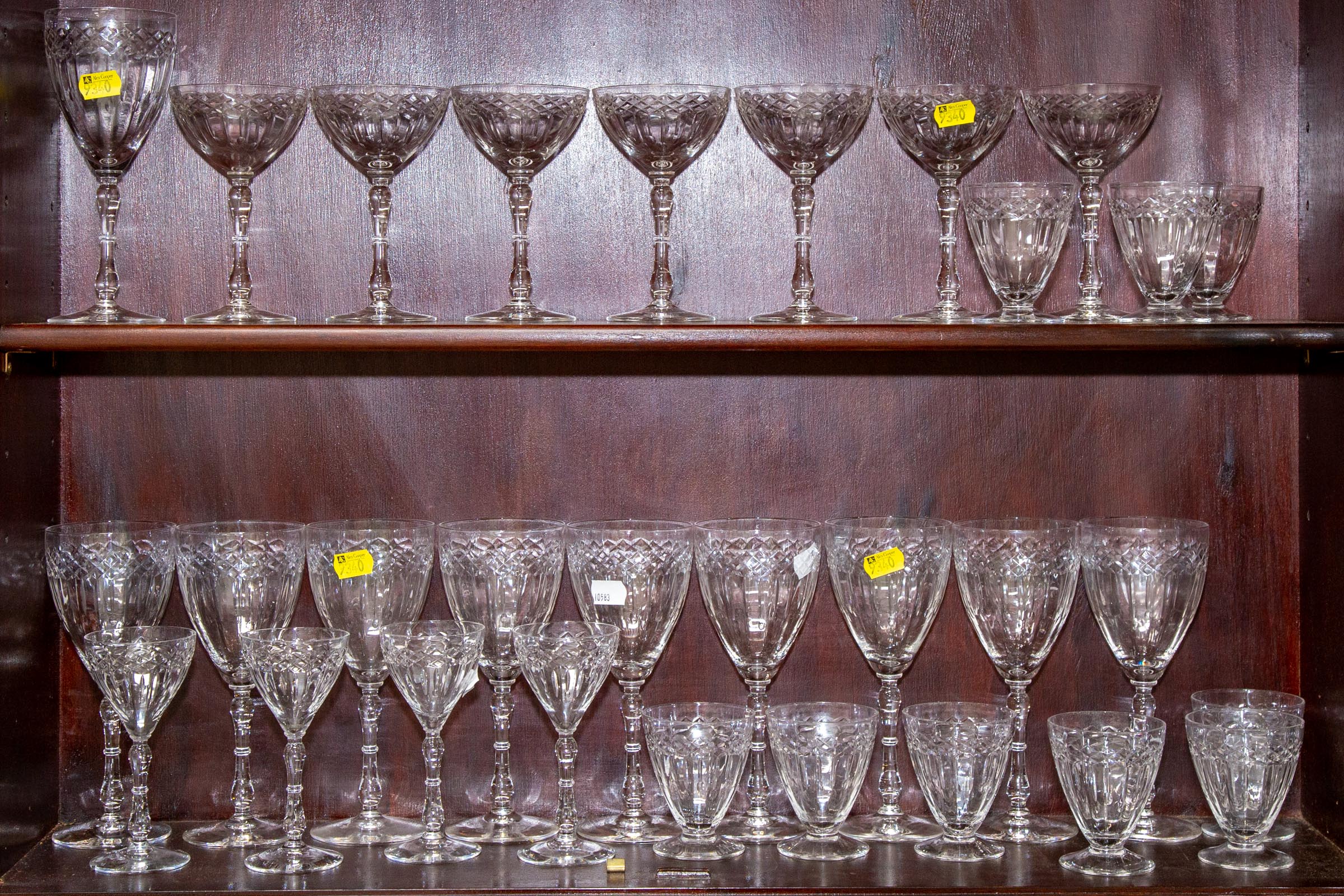 Appraisal: PARTIAL SET OF CUT GLASS STEMWARE Comprising pieces