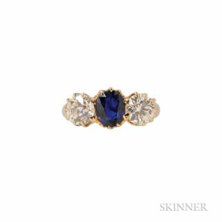 Appraisal: Sapphire and Diamond Ring centering an oval sapphire measuring x